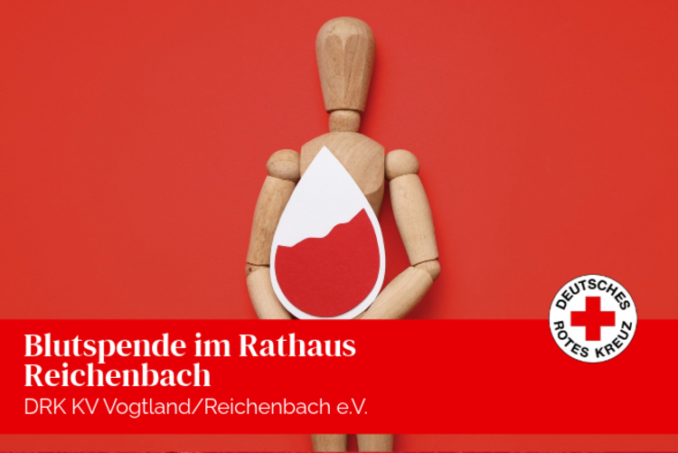 Ein Holzmännchen hält einen halbgefüllten Bluttropfen.